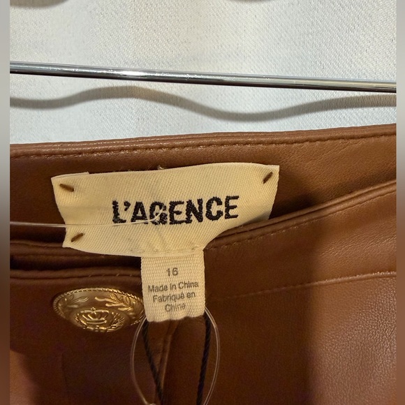 L'AGENCE Amira Faux Leather Pencil Skirt Gold Buttons Size 16 NWT Smoky Quartz - Picture 3 of 4